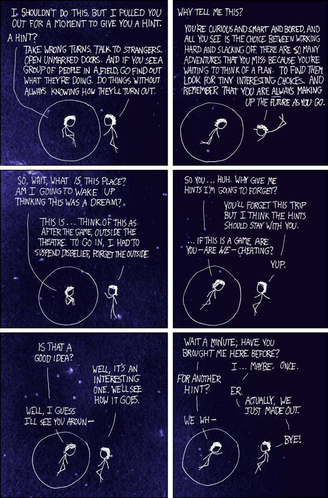Making out with yourself: now an official xkcd theme? Troubling.