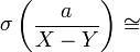 \mathop\sigma\left(\frac{a}{X-Y}\right)\cong